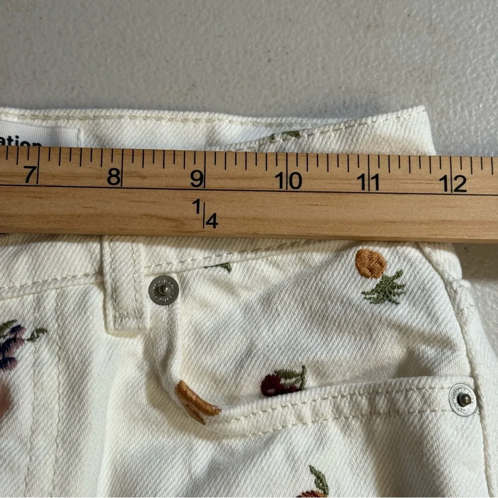 Fruit embroidered jeans high rise straight cottagecore Reformation size 23 white